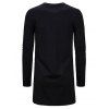 T-shirt Gothique Long Simple à Fente Latérale - Noir 2XL