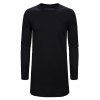 T-shirt Gothique Long Simple à Fente Latérale - Noir XL