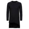 Plain Slit Asymmetrical Longline Gothic T Shirt - BLACK 2XL