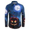 Halloween Night Pumpkin Bat Print Button Up Shirt - multicolor S