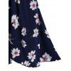 Floral Print Mini Cami High Low Dress - CADETBLUE S