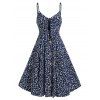 Robe Nouée Fleurie Imprimée à Bretelle Fine - Cadetblue 3XL