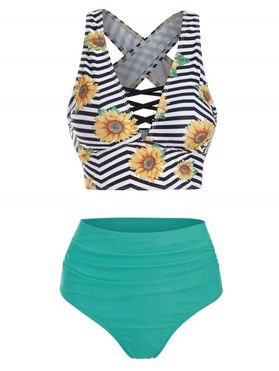 Sunflower Zig Zag Criss Cross Tummy Control Tankini Swimwear