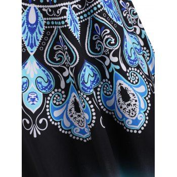 Bohemian Twisted Floral Baroque Print Handkerchief Midi Dress