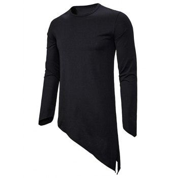 

Plain Asymmetrical Slit Gothic T Shirt, Black