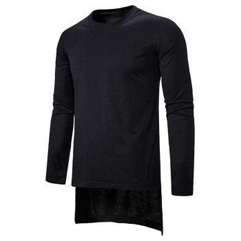 

Plain Crew Neck High Low Longline T Shirt, Black
