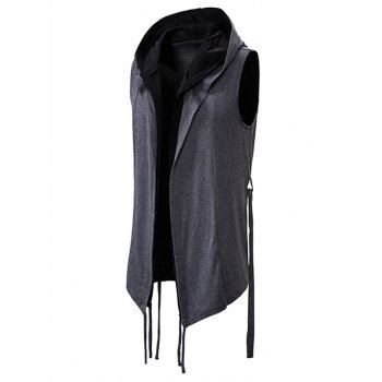 

Belted 2 in 1 Open Front Gothic Hooded Vest, Dark gray