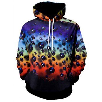 

Digital Teardrop Print Gradient Front Pocket Casual Hoodie, Multicolor