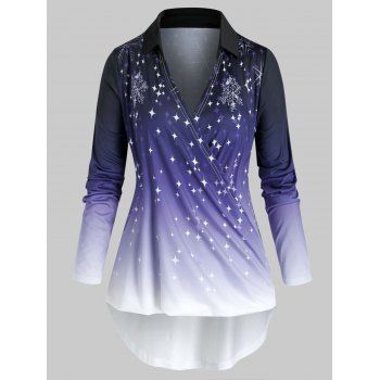 

Plus Size Ombre Snowflake Dip Hem Tunic Tee, Purple sage bush