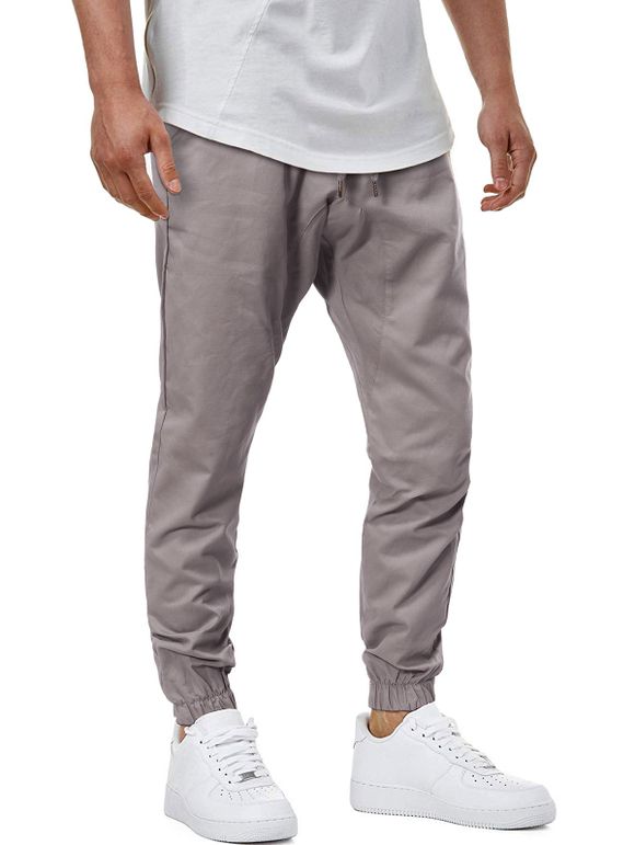 Pantalon Fuselé Décontracté à Cordon - Gris XL
