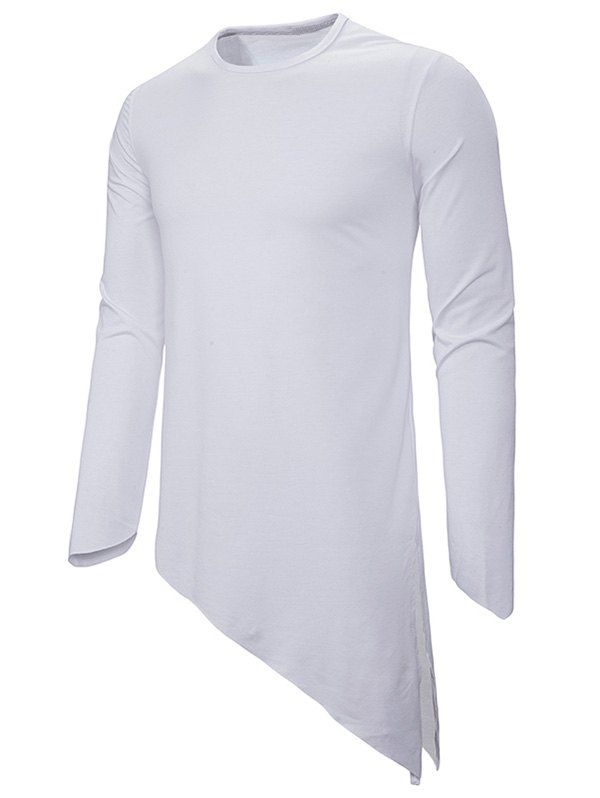 T-shirt Gothique Asymétrique Simple Fendu - Blanc L