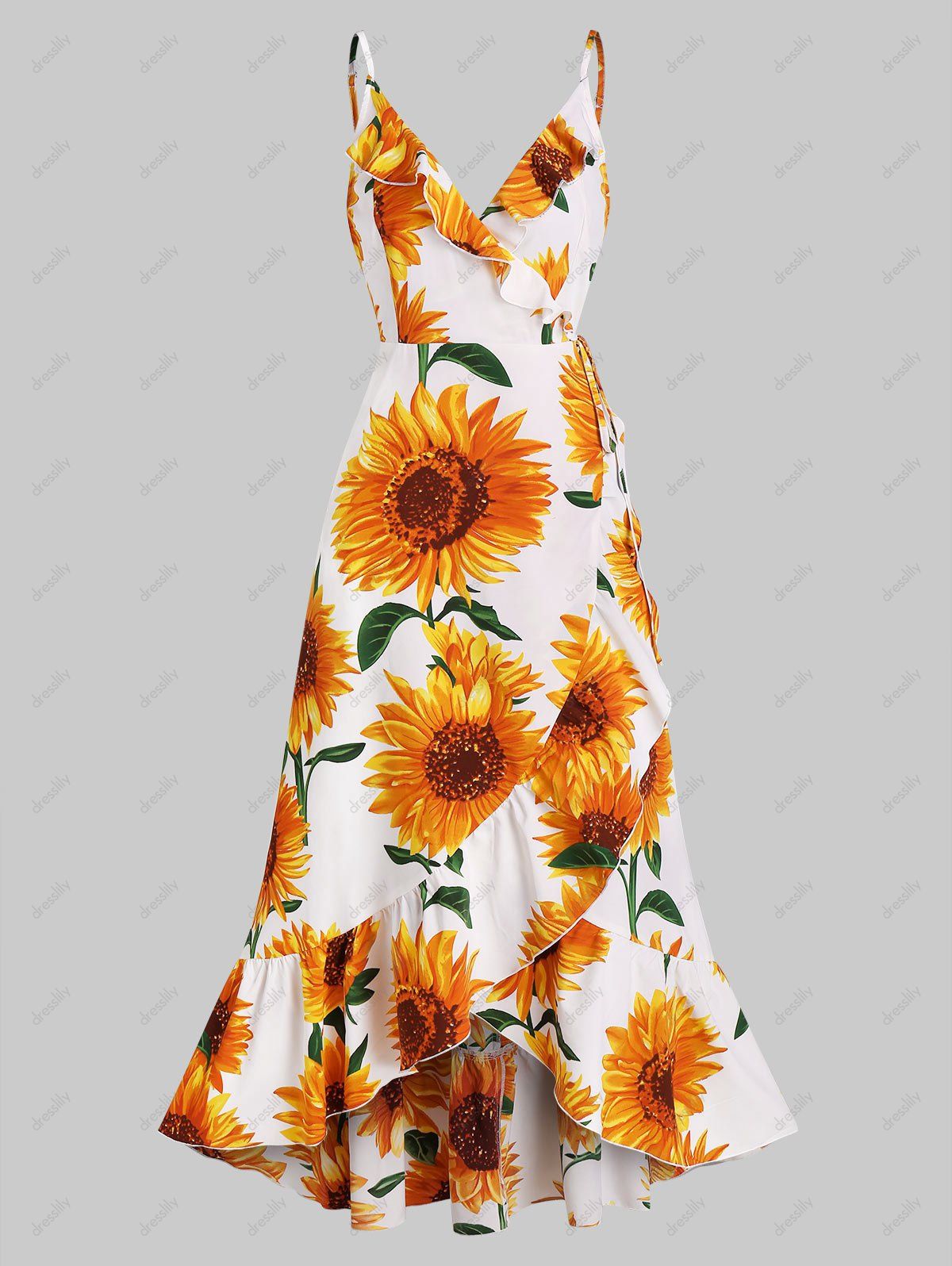 white sunflower dress