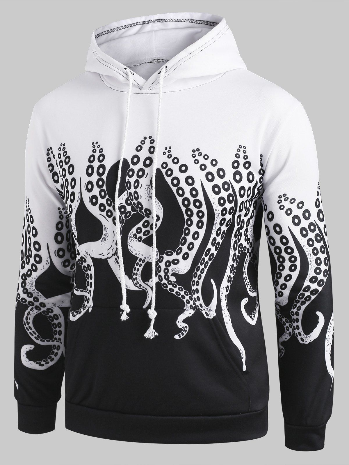 [30% OFF] 2021 Kangaroo Pocket Octopus Print Streetwear Flocking Hoodie ...