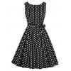 Robe Ceinturée Ligne A à Pois - Noir 2XL