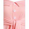 Sleeveless Mock Button Tie Front High Low Dress - PINK 3XL