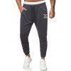 Pantalon de Jogging Décontracté Graphique Chat à Cordon - Gris Foncé L