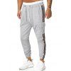 Pantalon à Rayure Latérale avec Poches à Rabat à Pieds Etroits - Gris S