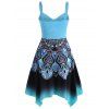 Summer Bohemian Twisted Floral Baroque Print Handkerchief Midi Dress - LIGHT BLUE S