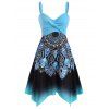 Summer Bohemian Twisted Floral Baroque Print Handkerchief Midi Dress - BLACK L