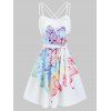 Dream Catcher Bohemian Print Strappy Belted Dress - WHITE M