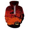 Halloween Bat Pumpkin Pattern Front Pocket Casual Hoodie - CHESTNUT RED S