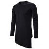 T-shirt Gothique Asymétrique Long en Couleur Unie - Noir 2XL