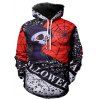 Halloween Ghost Spotty Front Pocket Drawstring Hoodie - RED 2XL