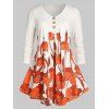 T-shirt Courbe Fleuri Imprimé de Grande Taille - Blanc 4X