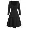Mini Robe Superposée Plissée à Manches Longues - Noir L