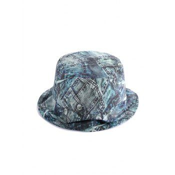 

Washed Denim Printed Bucket Hat, Multicolor a