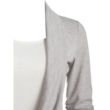 Heathered Draped Ruched 2 In 1 Long Sleeve Casual T-shirt 