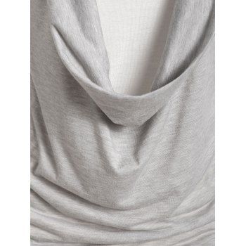 Heathered Draped Ruched 2 In 1 Long Sleeve Casual T-shirt 