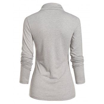 Heathered Draped Ruched 2 In 1 Long Sleeve Casual T-shirt 