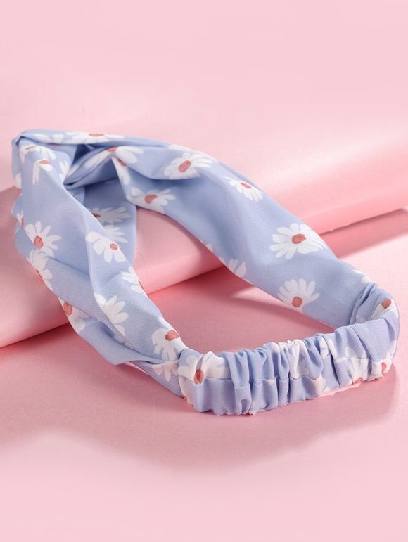 Bandeau Large Élastique Fleur Imprimée - Bleu 