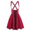 Mini Jupe Salopette à Double Boutonnage à Lacets - Rouge S