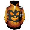 Halloween Ghost Face Graphic Pullover Drawstring Hoodie - CHOCOLATE 2XL
