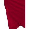 Robe de Fête Moulante Superposée à Manches Longues en Velours Longueur du Genou - Rouge XL