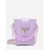 Mini Sac Seau à Bandoulière Embelli de Chaîne - Pourpre 