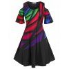 Robe Décontractée Colorée à Epaule Dénudée de Grande Taille - Noir 1X