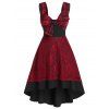 Robe Mi-Longue en Dentelle à Carreaux avec Nœud Papillon Grande Taille - multicolor 1X