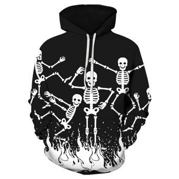 

Halloween Skeleton Print Front Pocket Pullover Hoodie, Multicolor