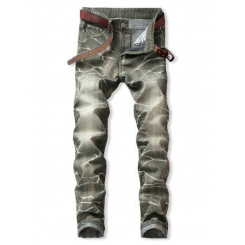 Image of Acid Wash Zipper Fly Straight Denim Pants