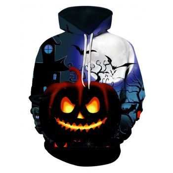 

Halloween Night Pumpkin Pattern Front Pocket Pullover Hoodie, Multicolor