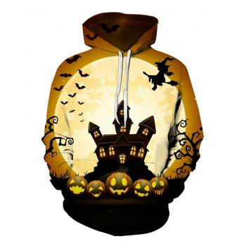 

Halloween Moon Night Pattern Front Pocket Drawstring Hoodie, Multicolor