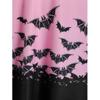 Halloween Bat Print Criss Cross High Waisted Cami Dress