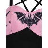 Halloween Bat Print Criss Cross High Waisted Cami Dress - PINK XL