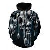 Halloween Liquid Skull Pattern Front Pocket Drawstring Hoodie - DEEP GREEN M