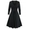 Robe Nouée Enveloppée à Manches Longues - Noir M