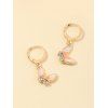 Butterfly Glazed Rhinestone Small Hoop Earrings - ORANGE 