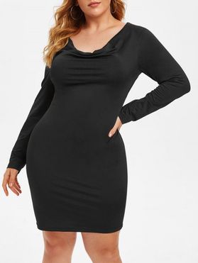 Plus Size Cowl Neck Fitted Dress